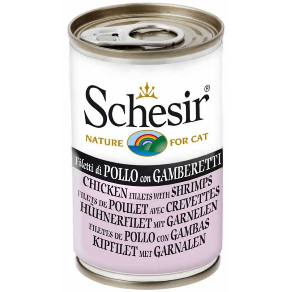 Schesir Cat Wet Food Chicken with Shrimps – 24 Pack, Can