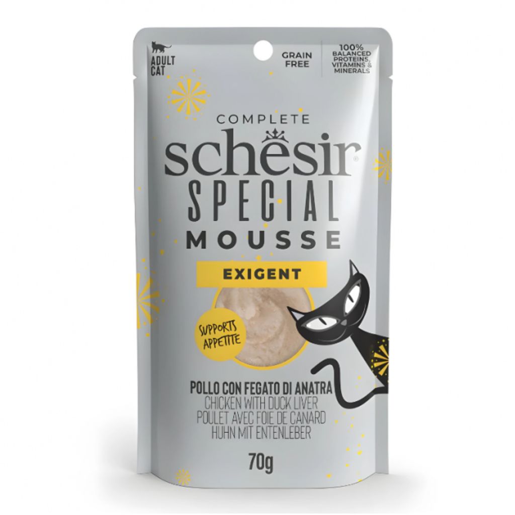 Schesir Special Mousse Exigent Chicken & Duck Liver 70g – Pack of 12