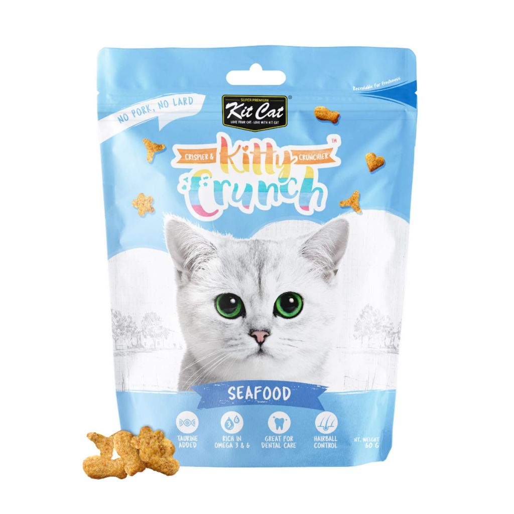 Kit Cat Kitty Crunch Seafood Flavor 60g – Crunchy Cat Treats