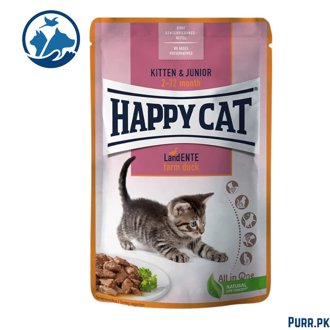 Happy Cat Kitten MIS Kitten &amp; Junior Farm Duck 85 g Pouch