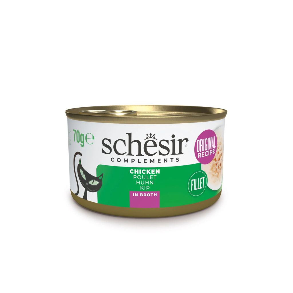 Schesir Wet Cat Food in Broth – Chicken 70g | 12 Pack Natural Cat Nutrition