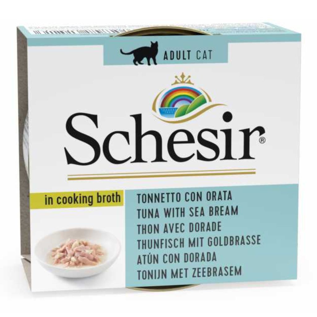 Schesir Cat Broth Wet Food Tuna with Seabream – 14 Pack Can