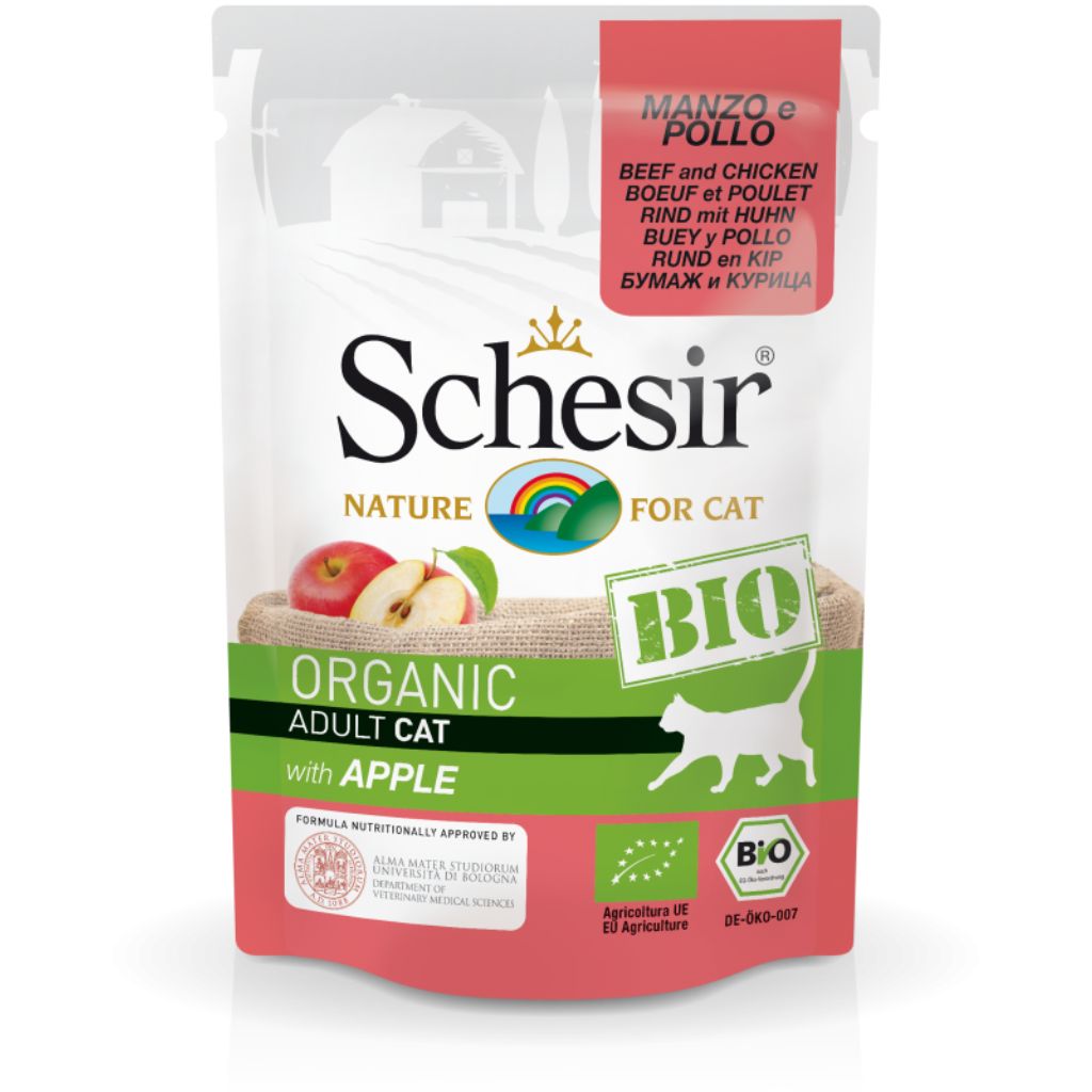 Schesir Bio Beef & Chicken with Apple Cat Wet Food 85g – 16 Pack