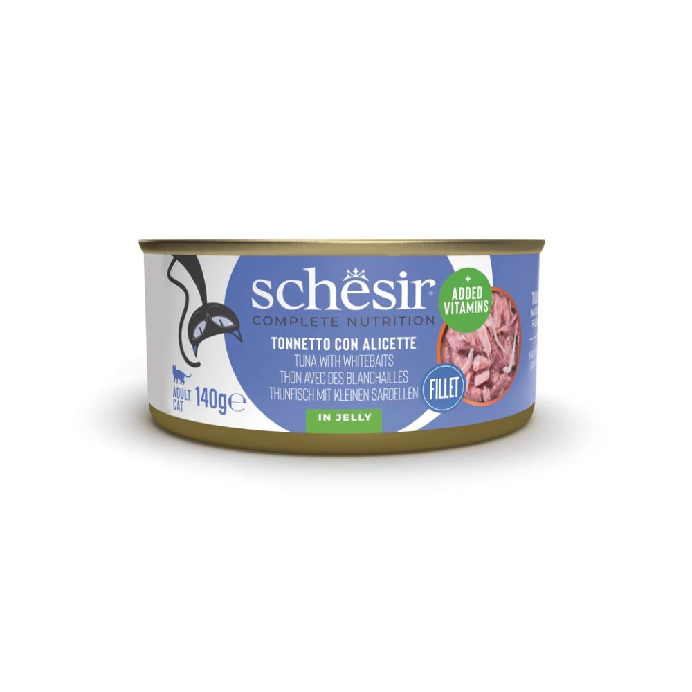 Schesir Wet Cat Food in Jelly – Tuna & Whitebait 140g | 8 Pack Complete Nutrition