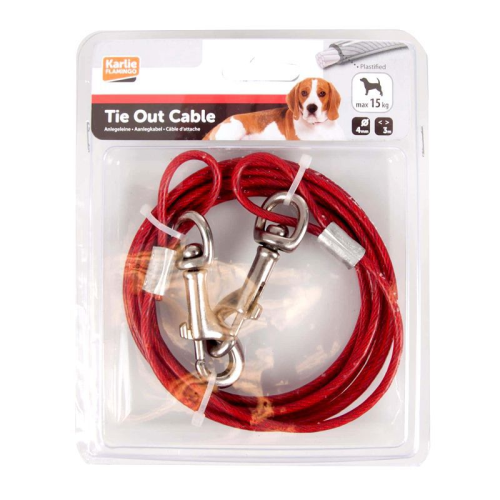 TIE OUT CABLE PLASTICIZED RED 5M4MM