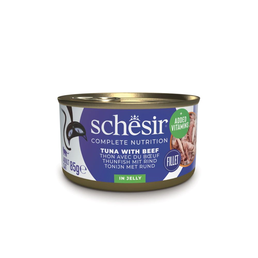 Schesir Wet Cat Food in Jelly – Tuna & Beef 85g | 12 Pack Complete Nutrition
