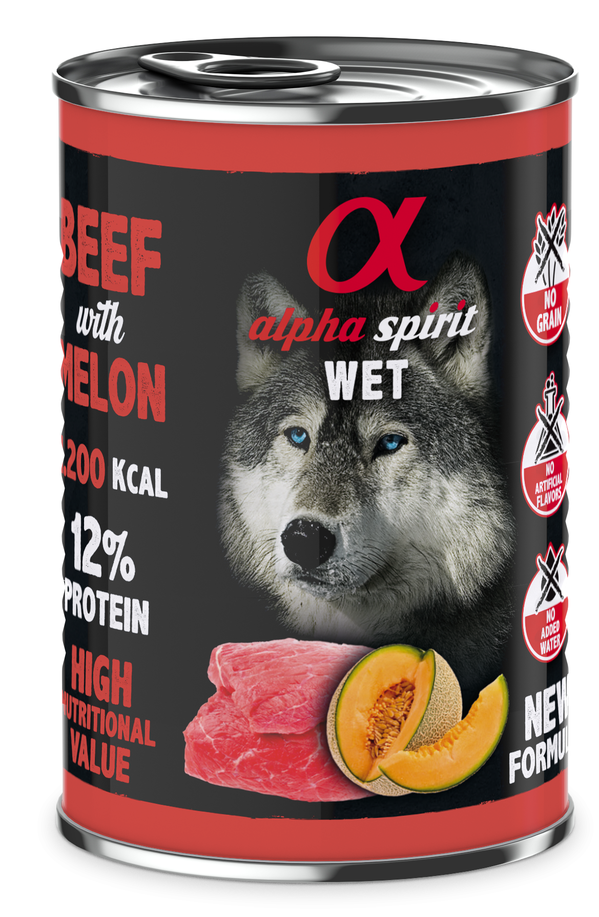 Alpha Spirit Canned Dog Wet Food Beef With Melon 400 g