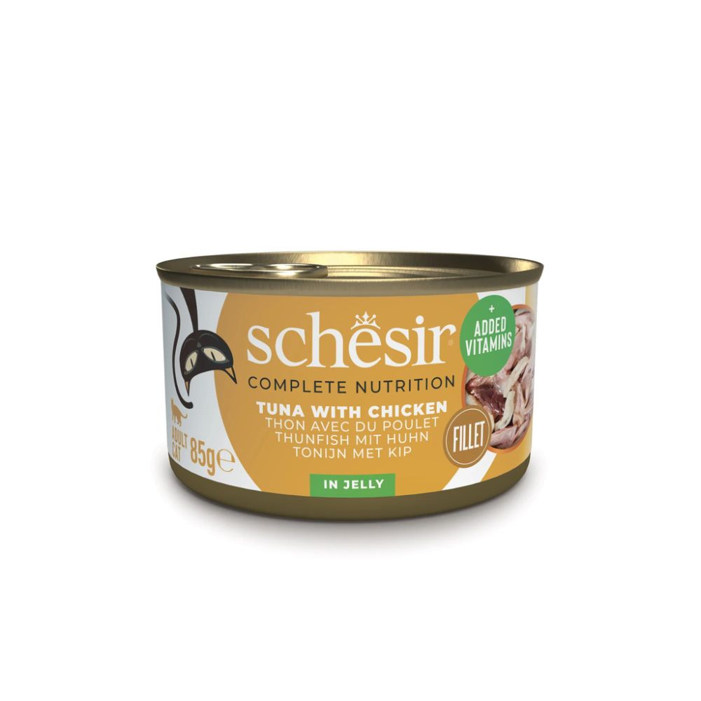 Schesir Wet Cat Food in Jelly – Tuna & Chicken 85g | 12 Pack Complete Nutrition