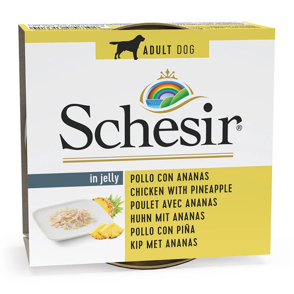 Schesir Chicken with Pineapple Wet Dog Food, 150g Can – Handmade & Preservative-Free