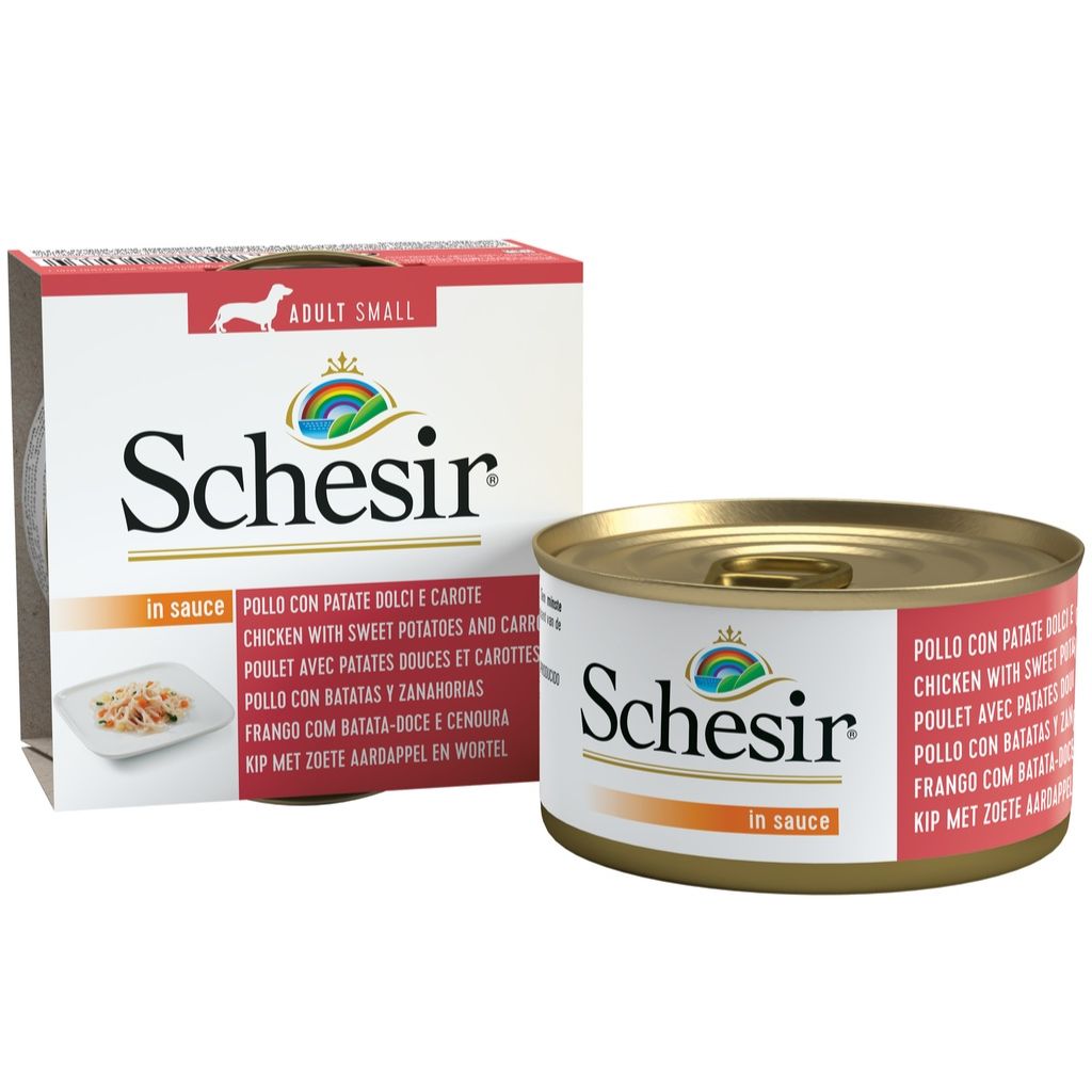 Schesir Can Dog Food – Tasty Chicken with Potatoes & Carrots, 85g, 14pcs