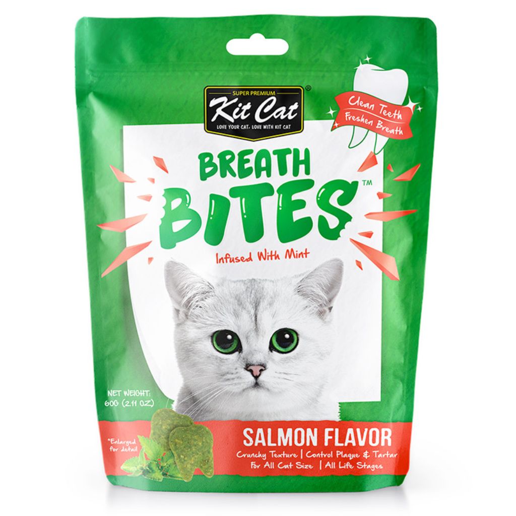 Kit Cat Breath Bites Salmon Flavor 60g – Dental Treats for Cats Fresh Breath