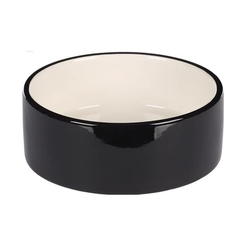 FEEDING AND DRINKING BOWL ROCKY ROUND BLACK & WHITE 400ML 13x4,5CM