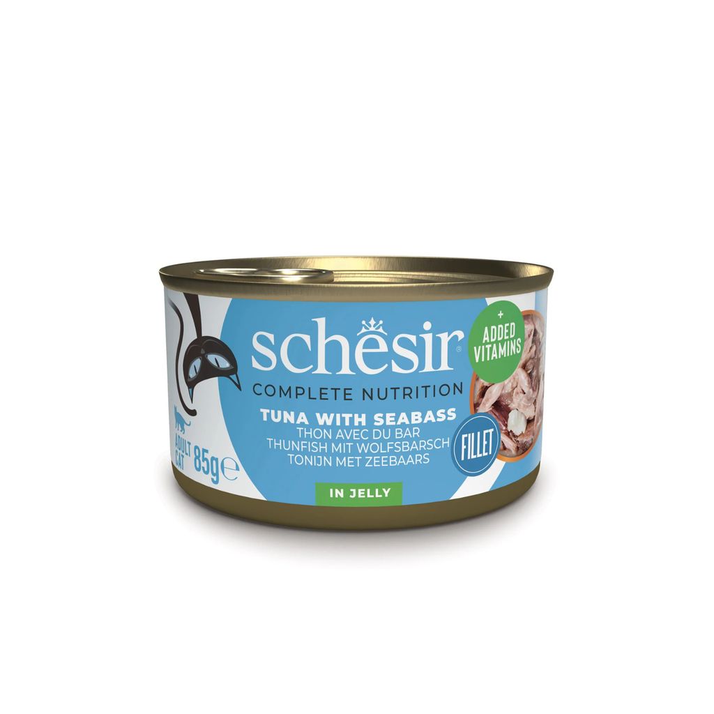 Schesir Wet Cat Food in Jelly – Tuna & Seabass 85g | 12 Pack Complete Nutrition