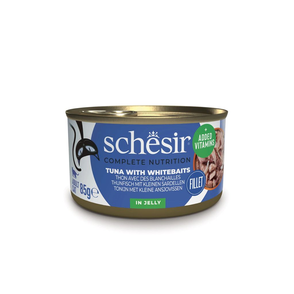 Schesir Wet Cat Food in Jelly – Tuna & Whitebait 85g | 12 Pack Complete Nutrition