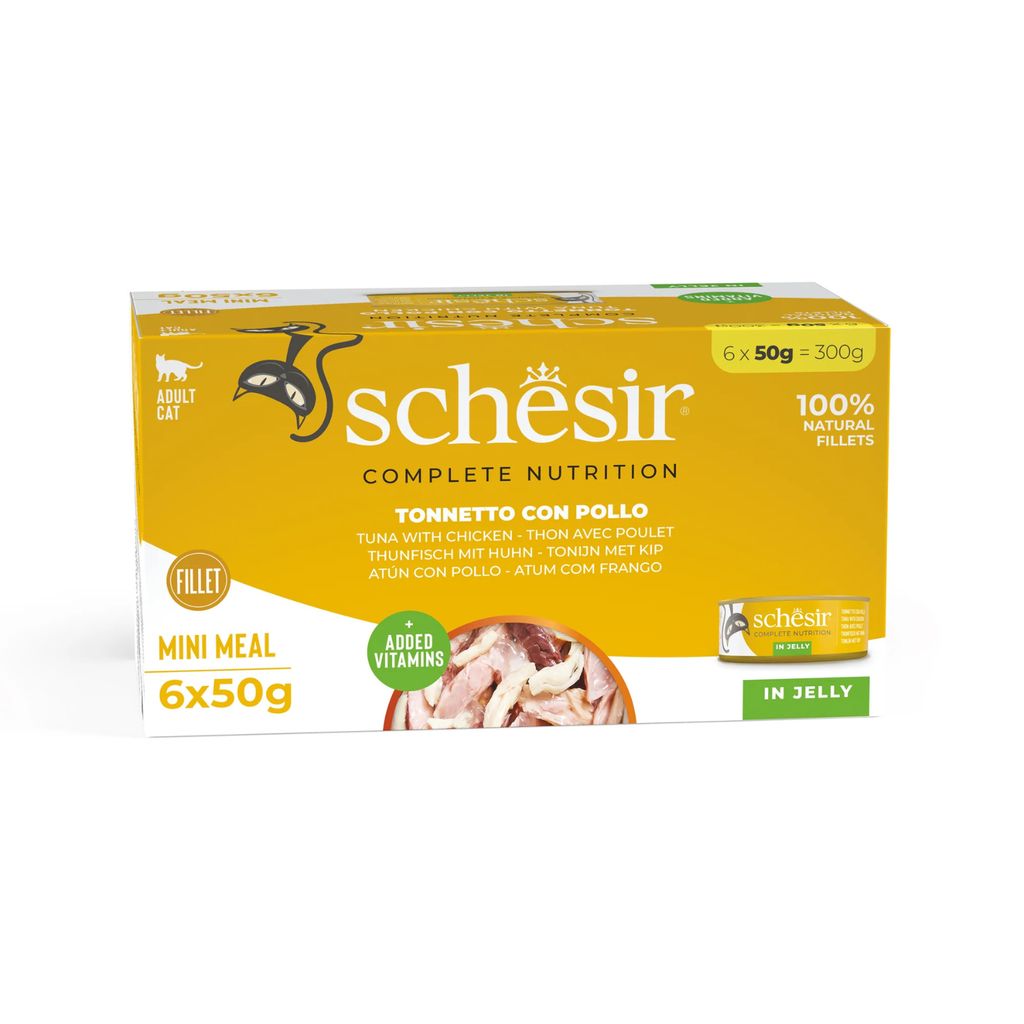 Schesir Wet Cat Food in Jelly – Tuna & Chicken 50g, 6 Pack | Complete Nutrition