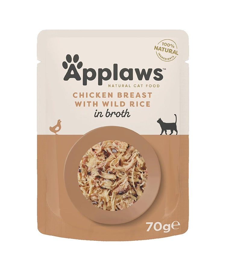 Applaws Chicken Breast with Wild Rice in Broth Wet Cat Food 70g Pouch