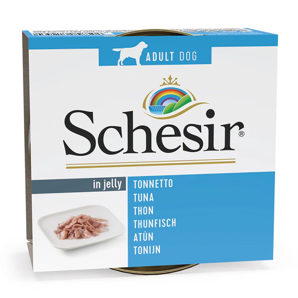 Schesir Adult Dog Wet Food – Tuna in Jelly, 150g Can | Cruelty-Free & Natural