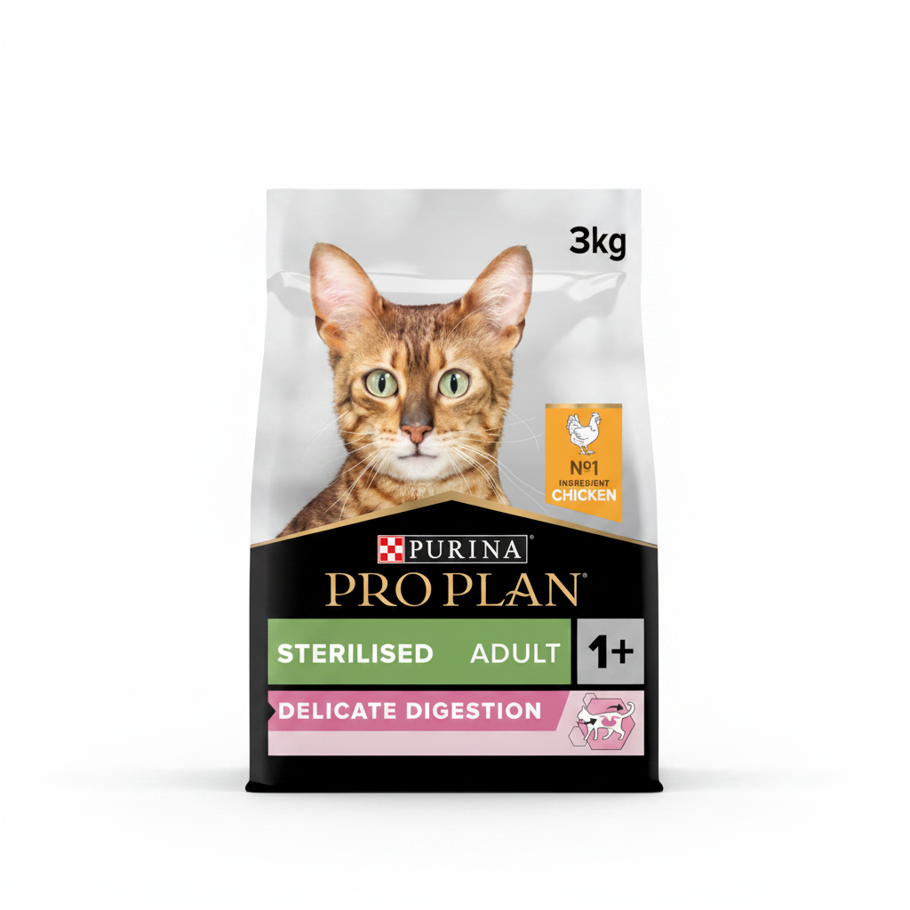 Purina Pro Plan Sterilised Adult Delicate Digestion Dry Cat Food with Chicken, 3 kg