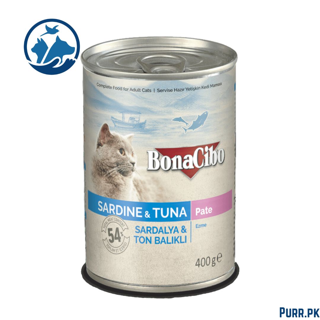 Bonacibo Adult Cat Sardine &amp; Tuna – Pate 400 g Canned
