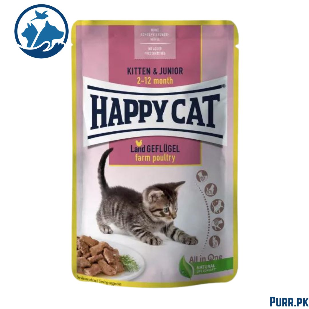 Happy Cat Kitten MIS Kitten &amp; Junior Farm Poultry 85 g Pouch