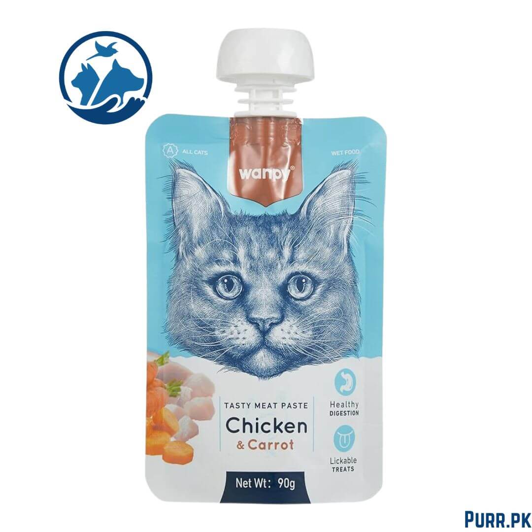 Wanpy Adult Cat Tasty Meat Paste Chicken &amp; Carrot 90 g Pouch