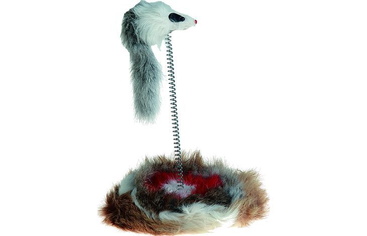 Flamingo Aaron Mouse on Stick Cat Toy White