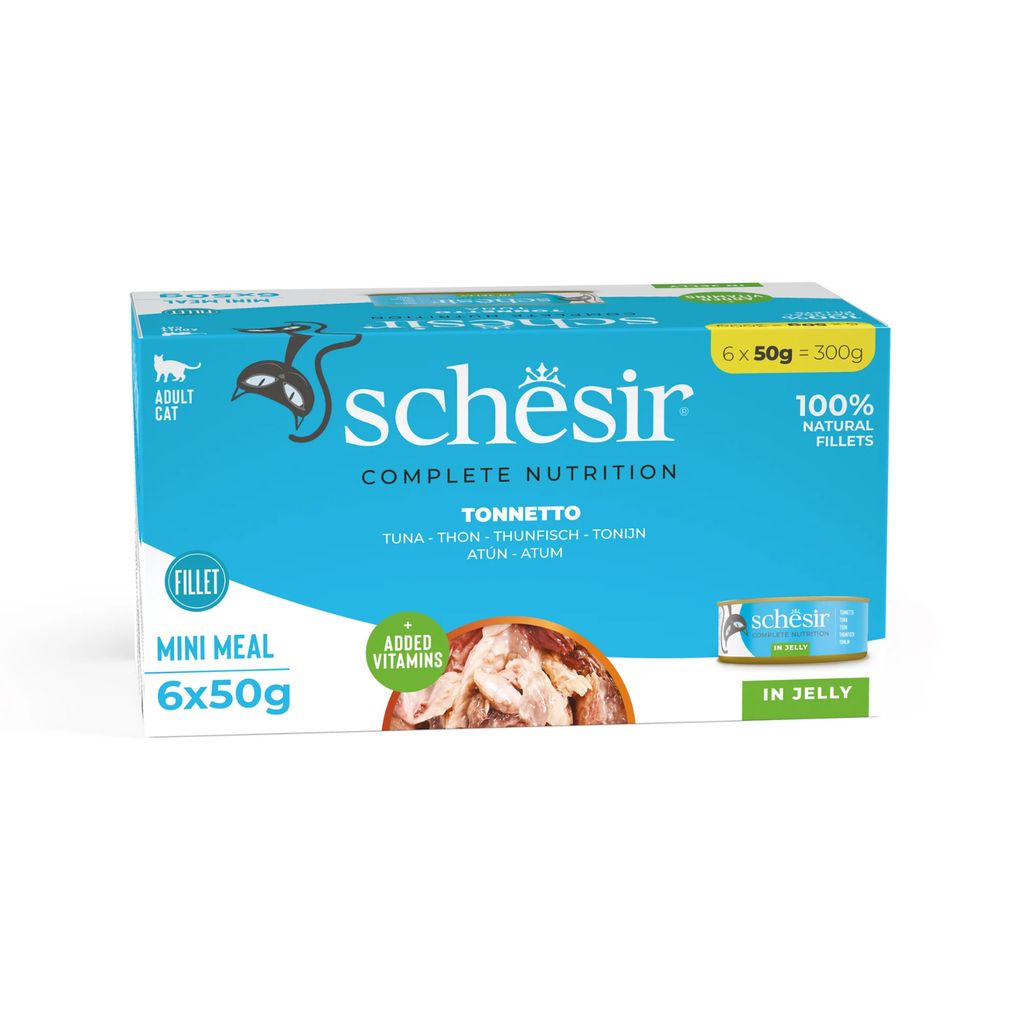 Schesir Complete & Balanced Wet Cat Food in Jelly – Tuna, 6×50g Multipack