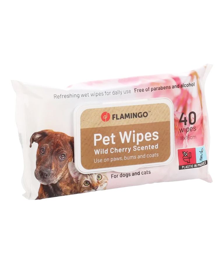 Flamingo Reini Universal Wild Cherry Cat & Dog Pet Wipes 40pcs