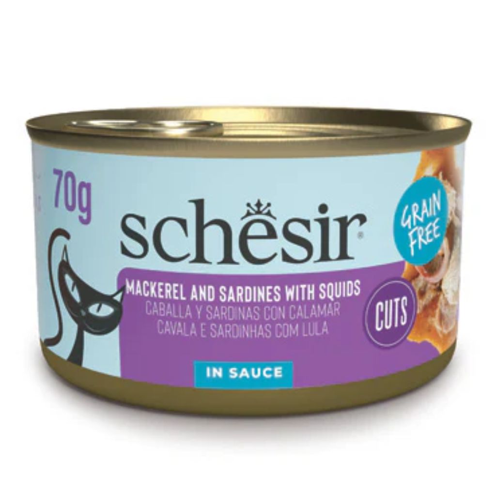 Schesir Wholefood Wet Cat Food – Mackerel, Sardines & Squid, 12×70g Cans