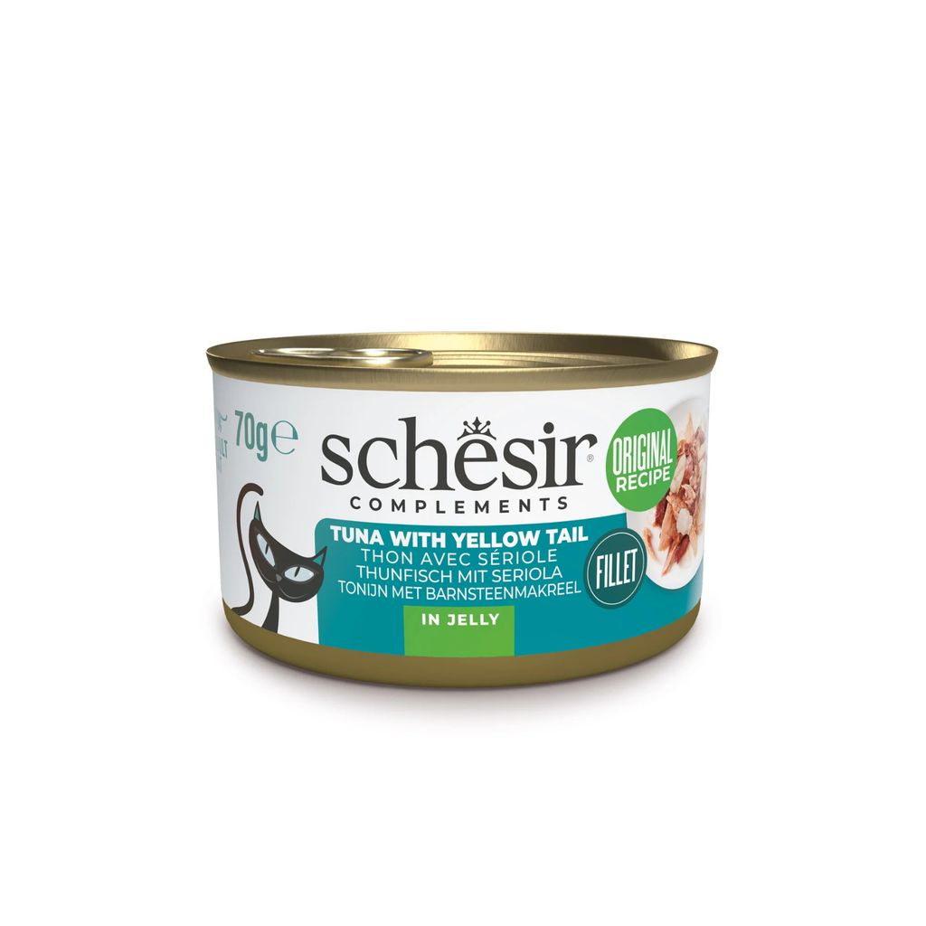 Schesir Wet Cat Food Tuna with Yellow Tail in Jelly 70g – 12 Pack