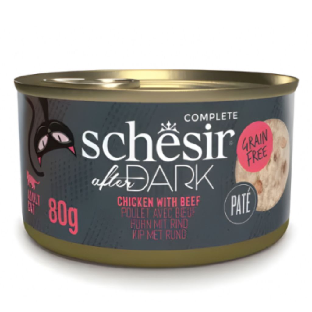 Schesir After Dark Pâté Chicken with Beef 80g – Pack of 12 for Cats