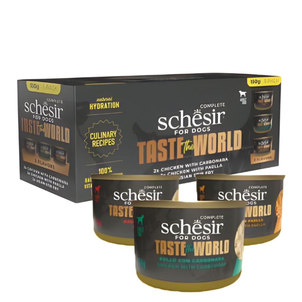 Schesir Taste The World Dog Wholefood Variety Pack – 6x150g Cans, 3 Flavors