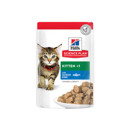Hill's Science Plan Tender Chunks In Gravy Kitten With Ocean Fish Pouches (12x85g)