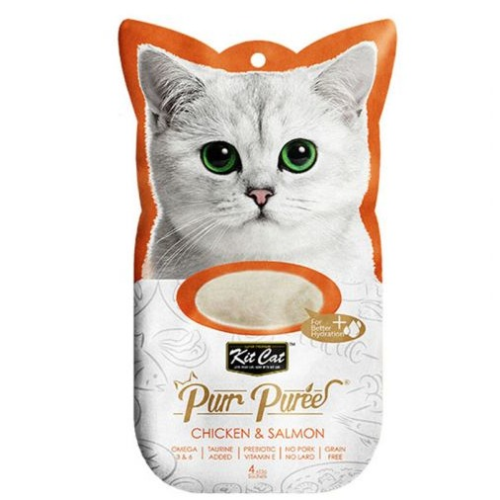 KITCAT PUREE CHICKEN&SALMON 4*15G