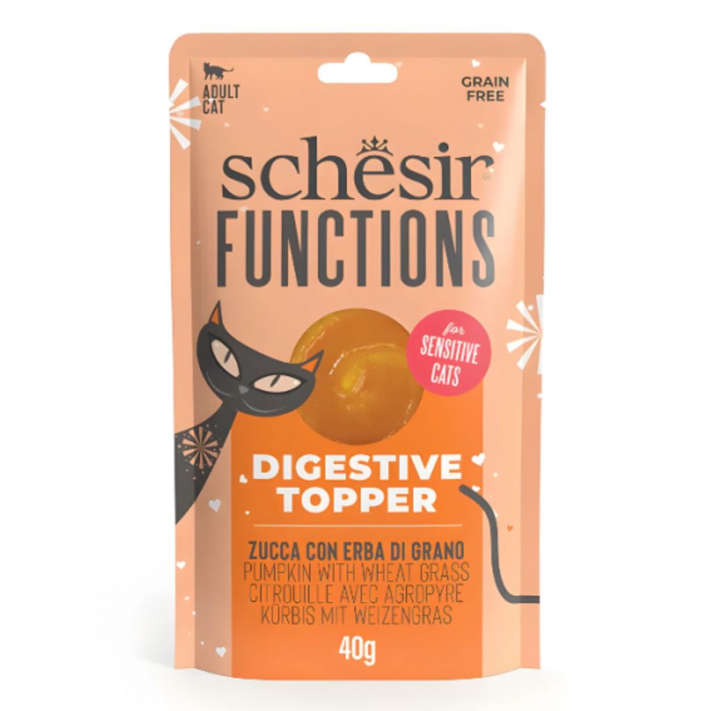 Schesir Functions Cat Pouch 40g – Digestive Support with Pumpkin & Wheat Grass