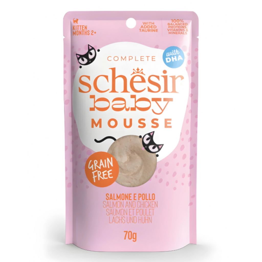 Schesir Baby Mousse for Kittens – Salmon & Chicken Wet Food 70g 12PCS