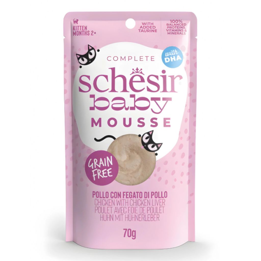 Schesir Baby Mousse Kitten Chicken & Chicken Liver Wet Food 70g (12 Pack)