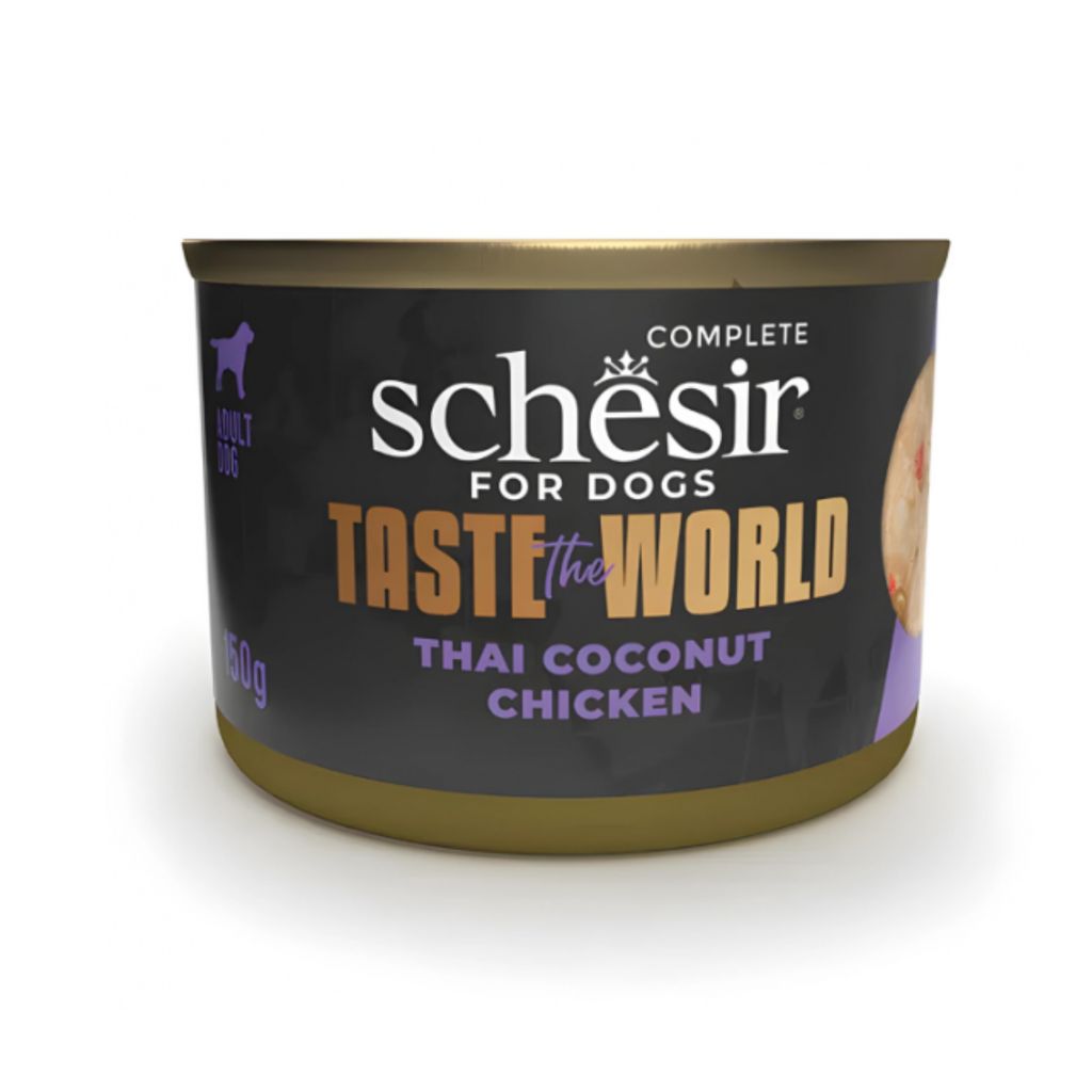 Schesir Taste The World Dog Wet Food – Thai Coconut Chicken, 150g Can, 8-Pack