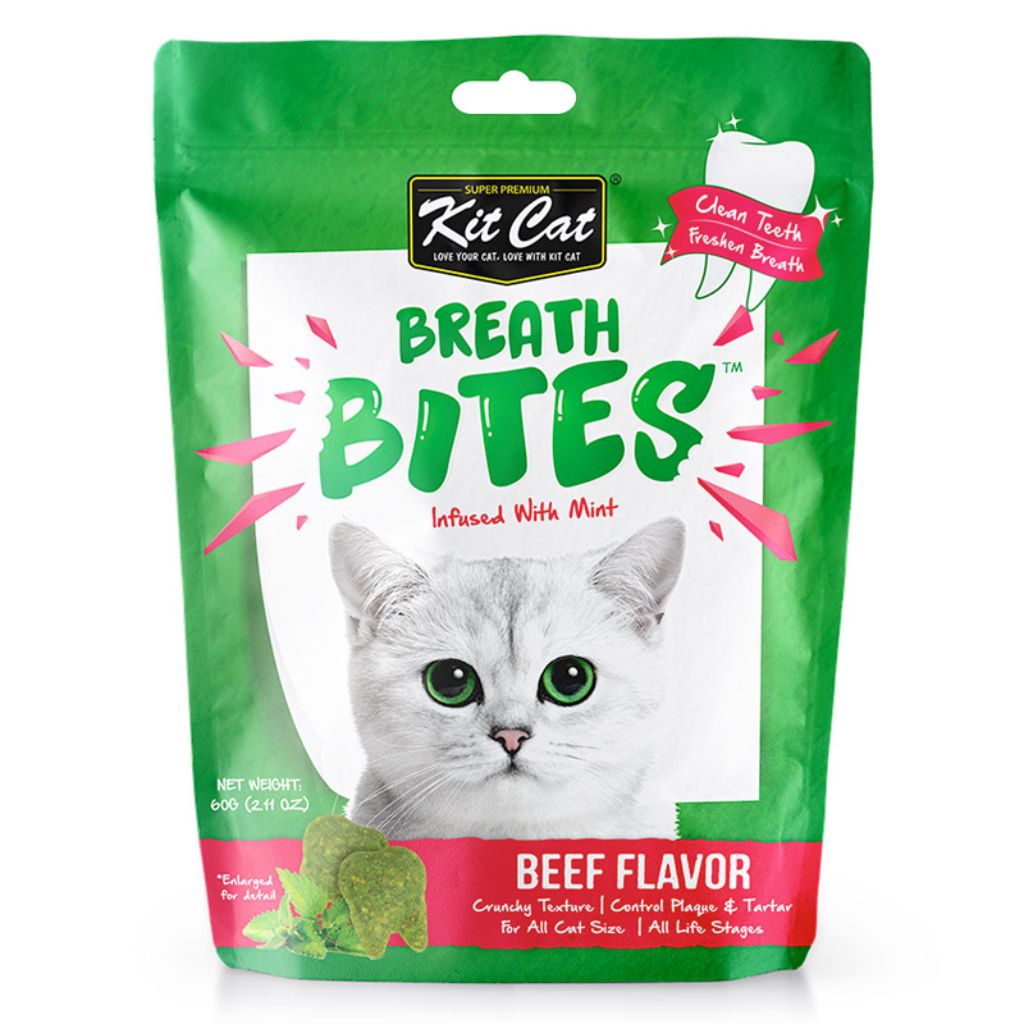 Kit Cat Breath Bites Beef Flavor 60g – Dental Treats for Cats Fresh Breath