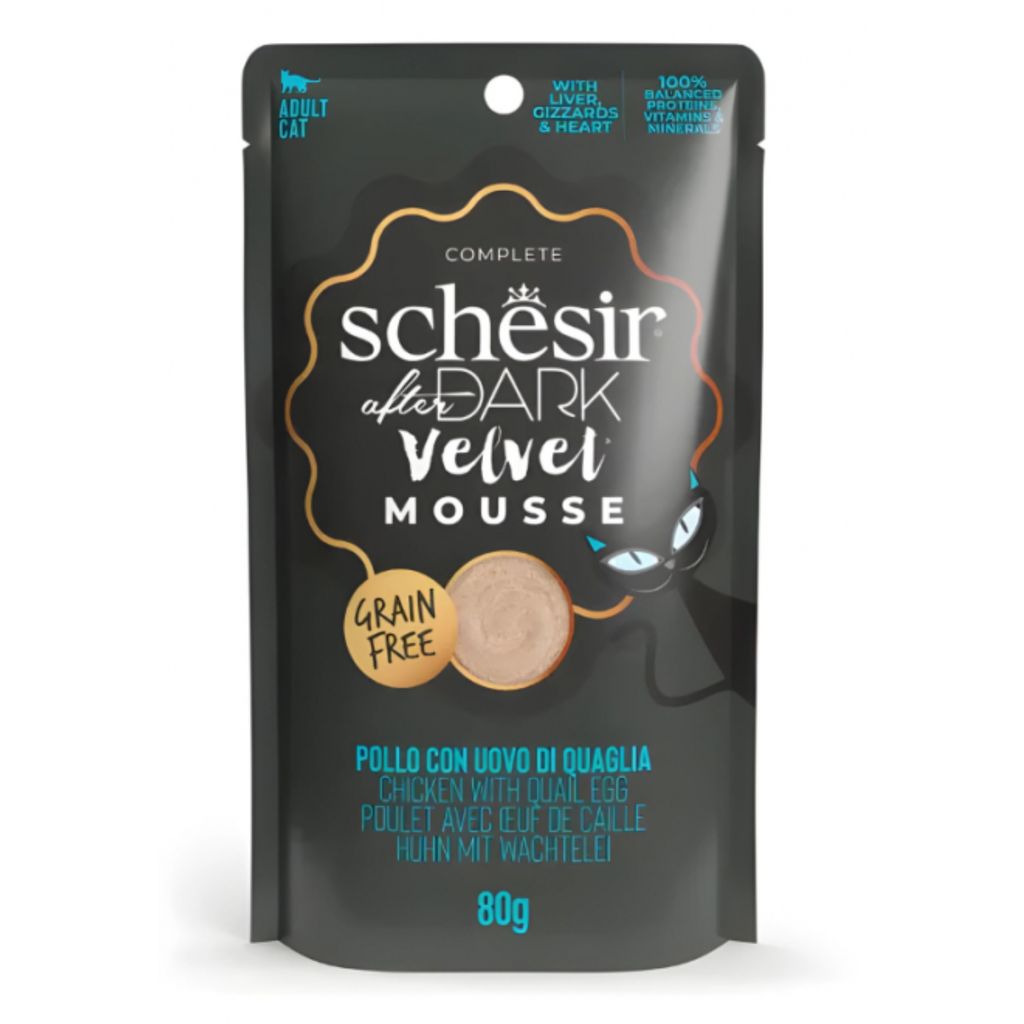Schesir After Dark Velvet Mousse Cat Chicken & Quail Egg Wet Food 80g (12 Pack)