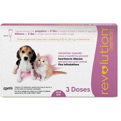 Zoetis Revolution Topical Solution for 5lbs Puppies and Kittens, Mauve, 3 pips