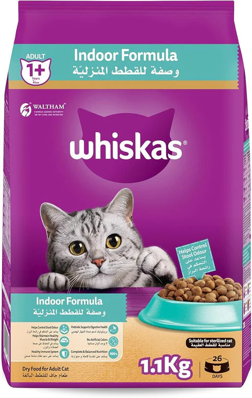 Whiskas 1+ Years Indoor Formula Adult Dry Cat Food 1.1KG