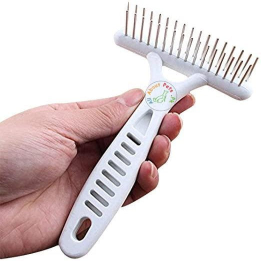 Pet Rake Comb 2 Rows Stainless Steel Teeth Anti-Static