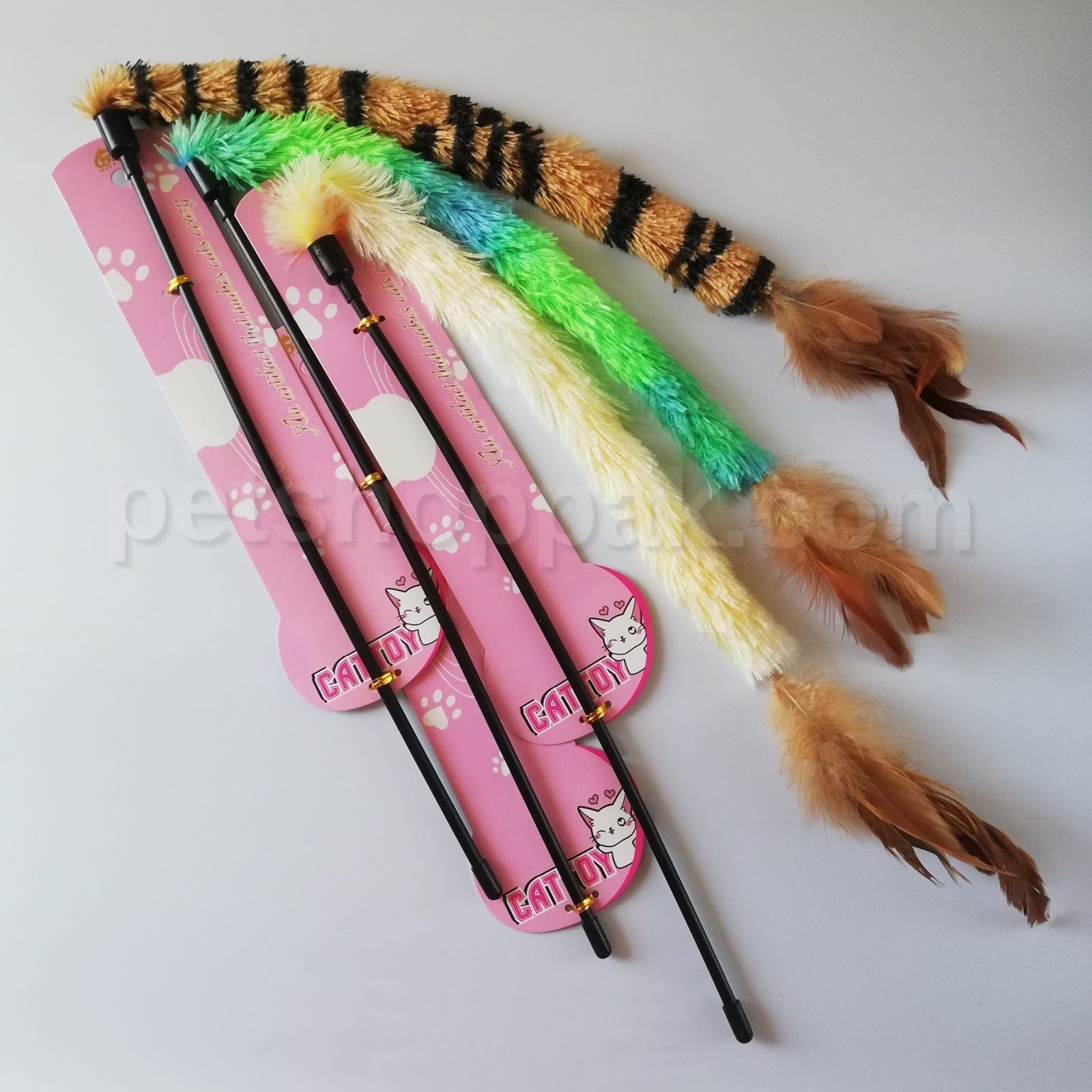 Cat Teaser Stick With Furry Feathers Bell