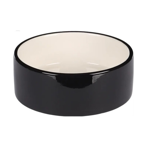 FEEDING AND DRINKING BOWL ROCKY ROUND BLACK & WHITE 1700ML 20x7,5CM