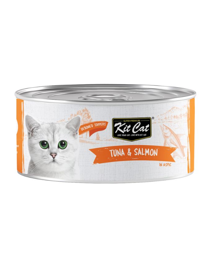Kit Cat Tuna & Salmon 80g – 1 Box (24pcs) | Grain-Free Wet Cat Food for All Life Stages