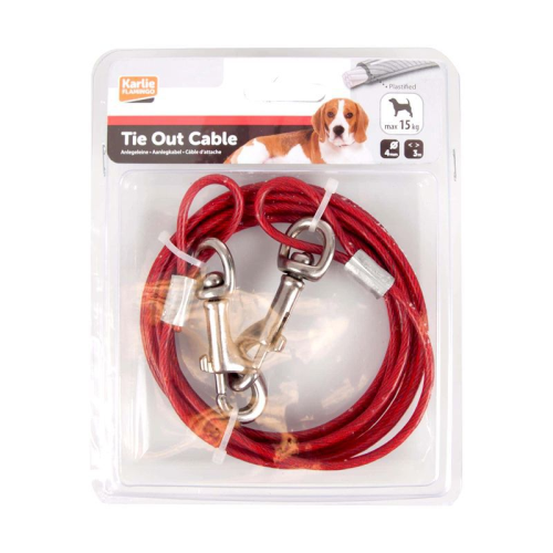 TIE OUT CABLE PLASTICIZED RED 3M4MM