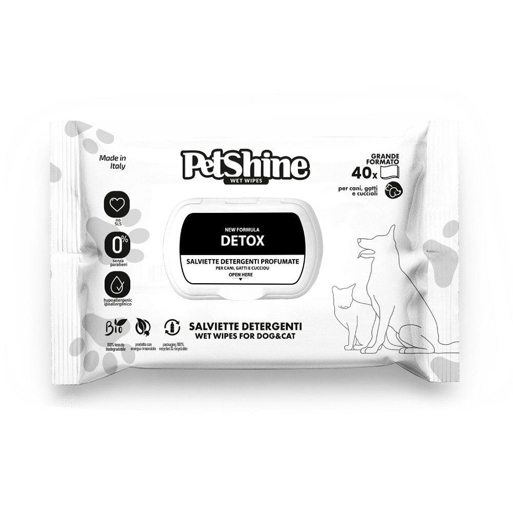 PetShine Detox Pet Wet Wipes - 40 Pcs