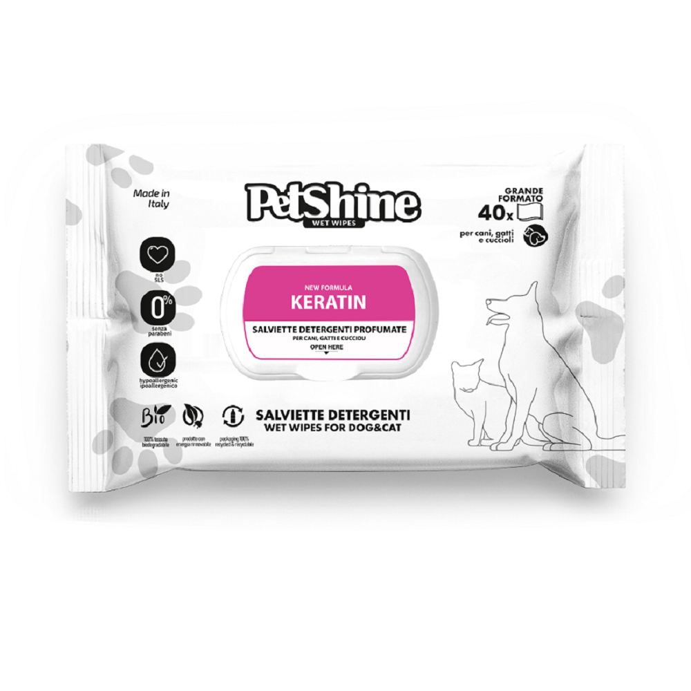 PetShine Keratin Pet Wet Wipes - 40 Pcs