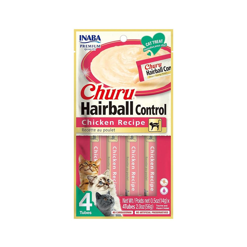 Inaba Churu Hairball Control Chicken Recipe Lickable Cat Treats - 14 g x 4 Pcs